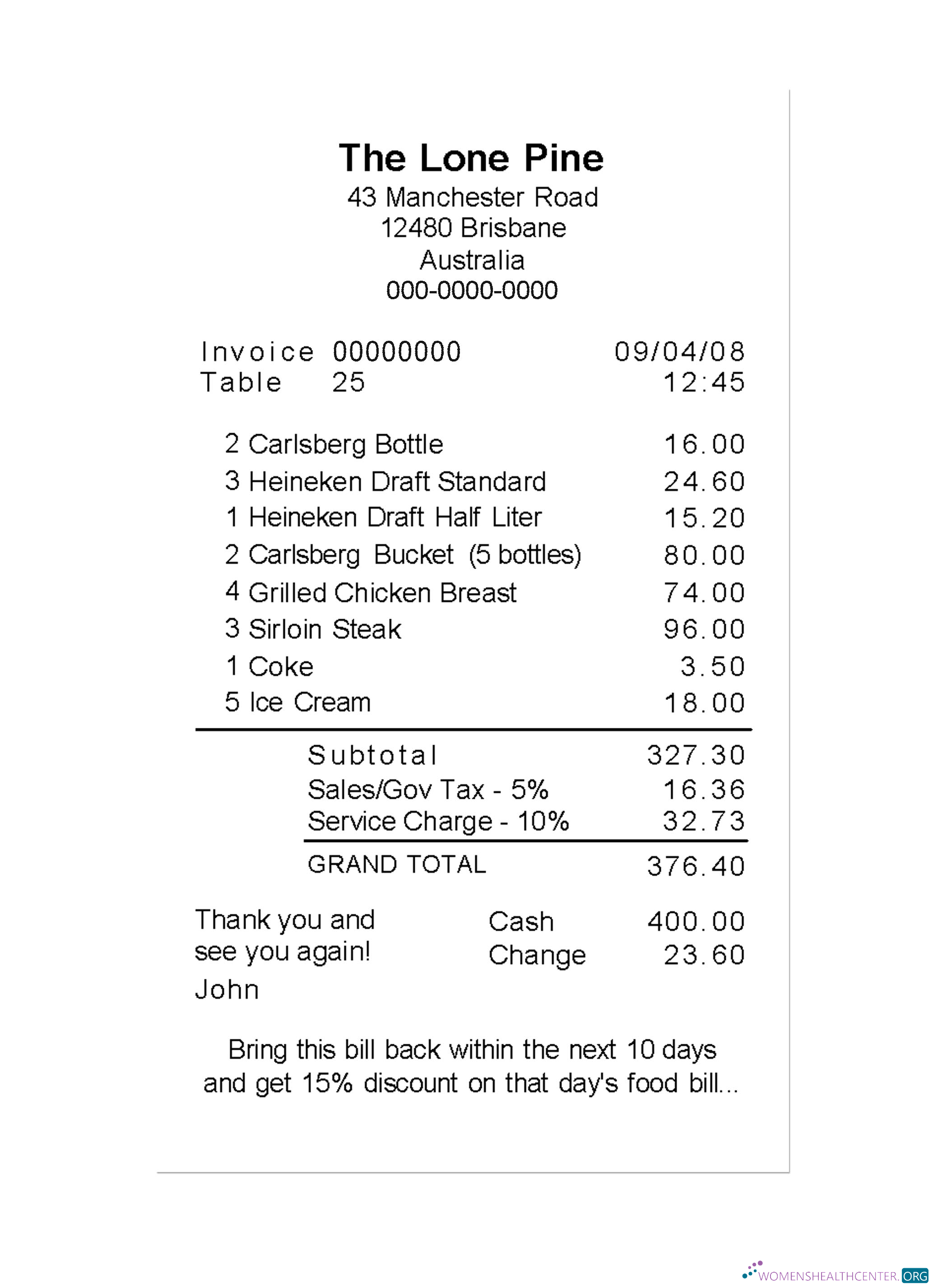 Download THE LONE PINE payment check Photoshop template